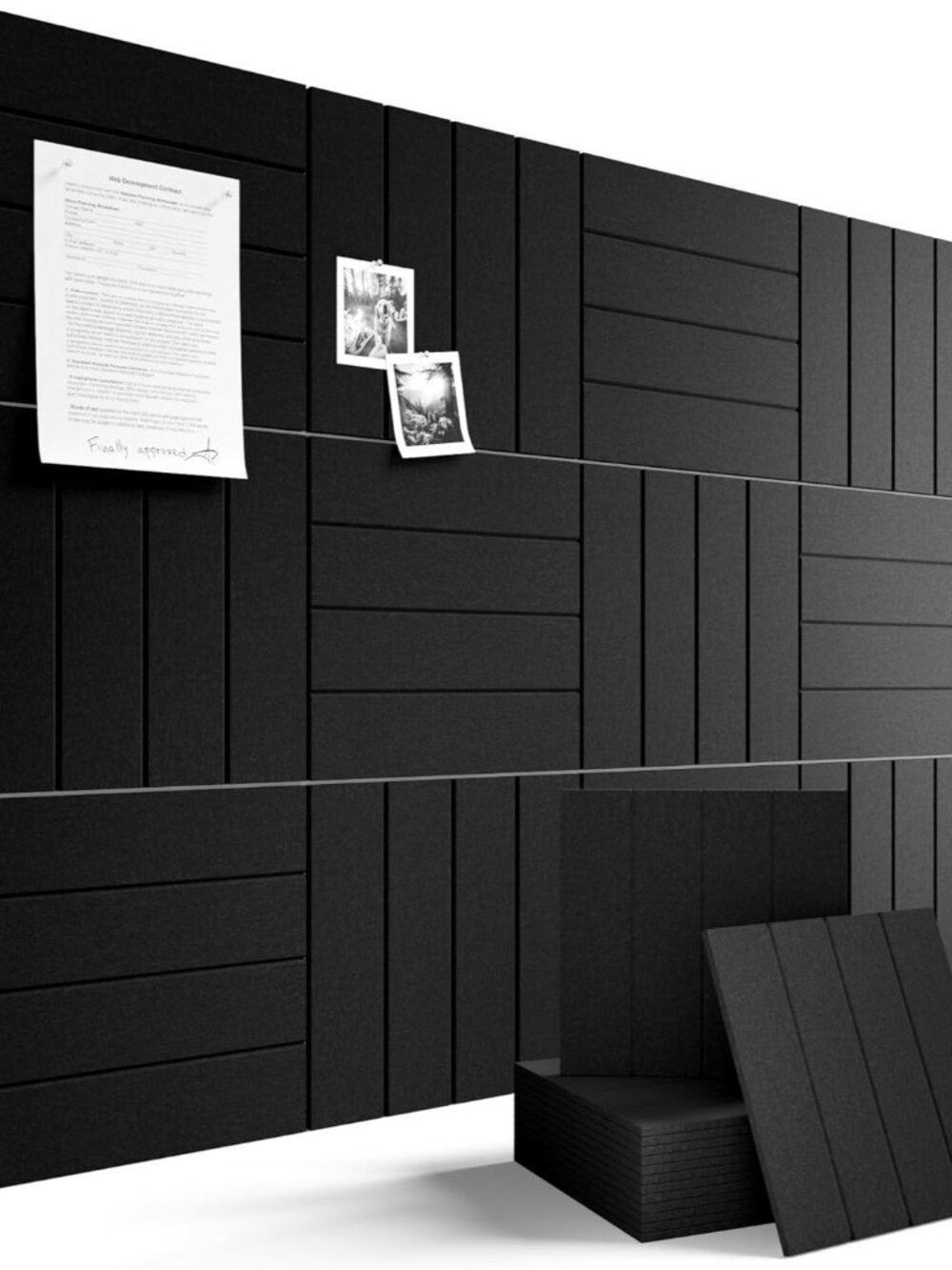 48" x 36" Large Felt Bulletin Board, Black